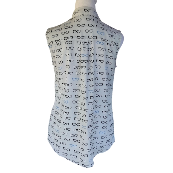 Talbots Sleeveless Nantucket Glasses Print Button Front Blouse Size Small - Picture 6 of 8